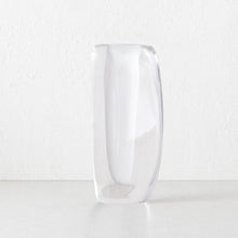 JORG HAND BLOWN VASE | WHITE + CLEAR GLASS | LARGE