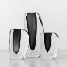 JORG HAND BLOWN VASE  |  CHARCOAL + CLEAR GLASS  COLLECTION