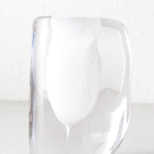 JORG HAND BLOWN VASE  |  WHITE + CLEAR GLASS  |  SMALL CLOSE UP