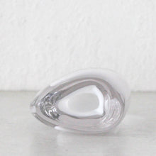JORG HAND BLOWN VASE  |  WHITE + CLEAR GLASS  |  SMALL CLOSE UP
