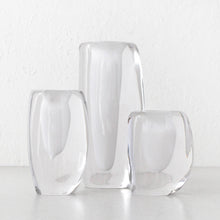 JORG HAND BLOWN VASE  |  WHITE + CLEAR GLASS COLLECTION