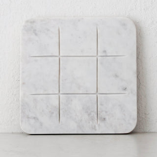 JUEGO MARBLE TIC TAC TOE GAME  |  BEIGE + WHITE MARBLE