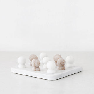 JUEGO MARBLE TIC TAC TOE GAME  |  BEIGE + WHITE MARBLE