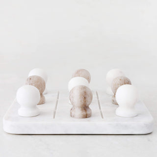 JUEGO MARBLE TIC TAC TOE GAME  |  BEIGE + WHITE MARBLE