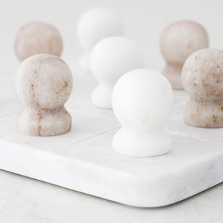 JUEGO MARBLE TIC TAC TOE GAME  |  BEIGE + WHITE MARBLE
