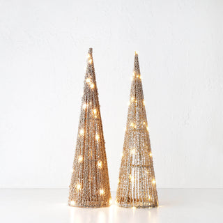 JULETREE SPARKLE  LED CONE CHRISTMAS TREE BUNDLE X2  | 50CM  |  CHAMPAGNE