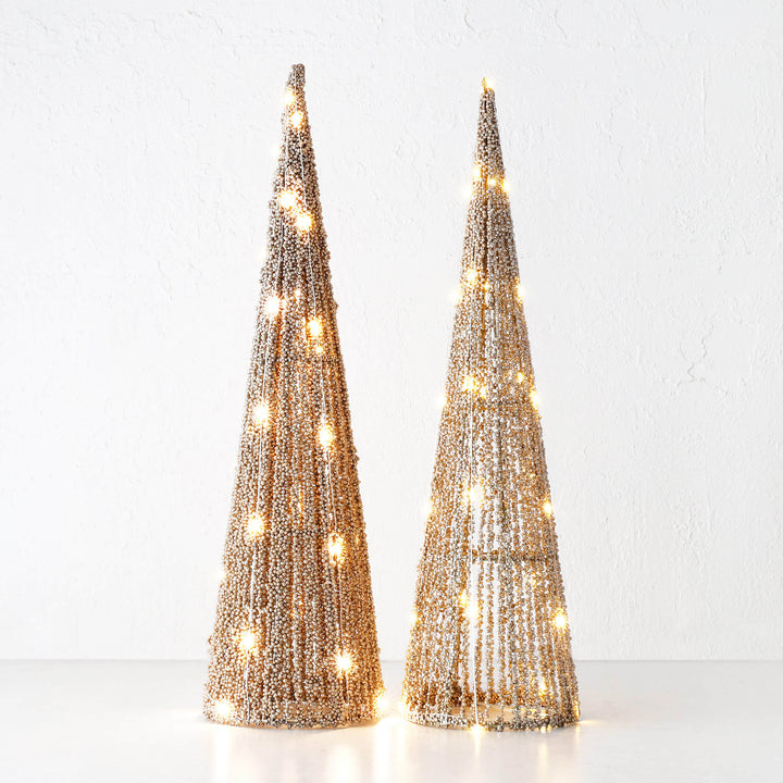 JULETREE SPARKLE  LED CONE CHRISTMAS TREE BUNDLE X2  | 60CM  |  CHAMPAGNE