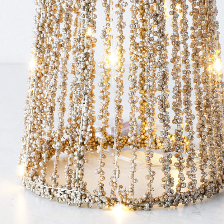 JULETREE SPARKLE  LED CONE CHRISTMAS TREE CLOSE UP |  CHAMPAGNE