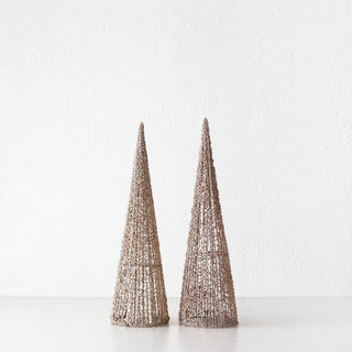 JULETREE SPARKLE  LED CONE CHRISTMAS TREE BUNDLE X2  | 40CM  |  CHAMPAGNE
