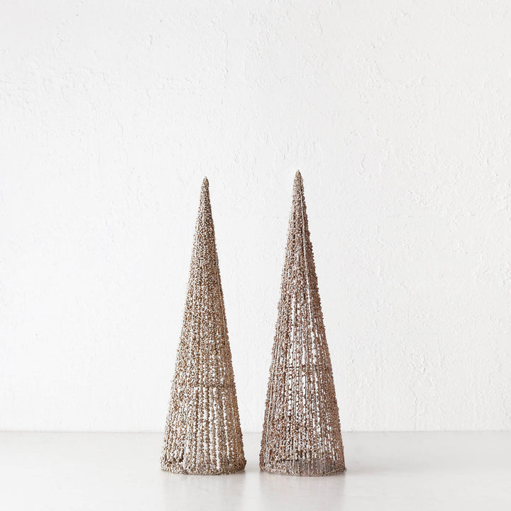 JULETREE SPARKLE  LED CONE CHRISTMAS TREE BUNDLE X2  | 40CM  |  CHAMPAGNE