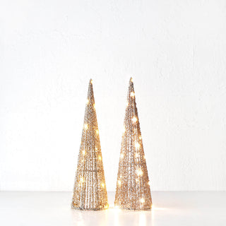 JULETREE SPARKLE  LED CONE CHRISTMAS TREE BUNDLE X2  | 40CM  |  CHAMPAGNE