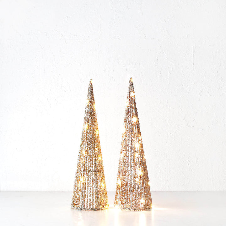 JULETREE SPARKLE  LED CONE CHRISTMAS TREE BUNDLE X2  | 40CM  |  CHAMPAGNE