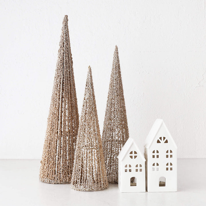 JULETREE SPARKLE  LED CONE CHRISTMAS TREE BUNDLE X3  | 40 + 50 + 60CM  |  CHAMPAGNE