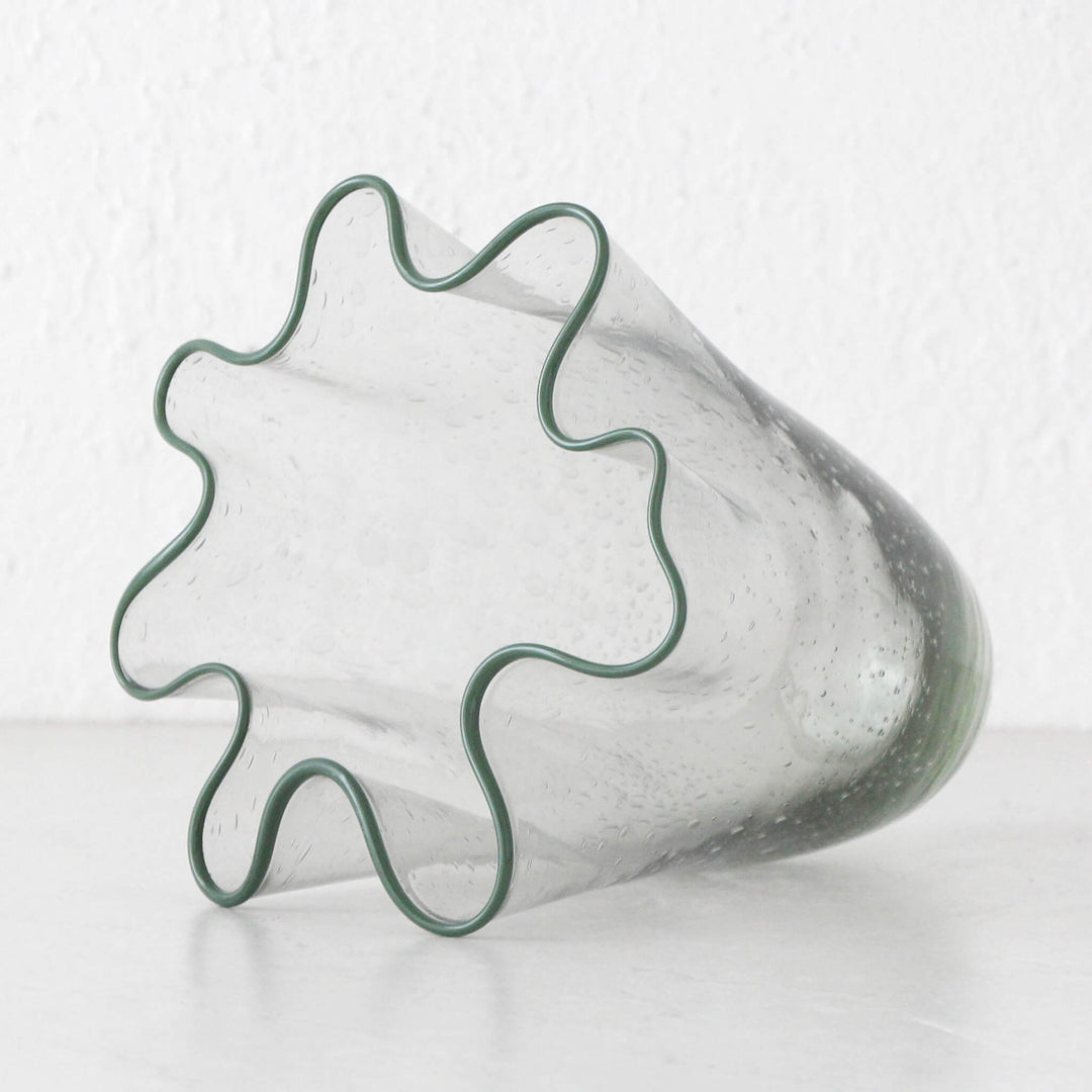 JARVIS GLASS VASE  |  MEDIUM  |  GREY + GREEN GLASS