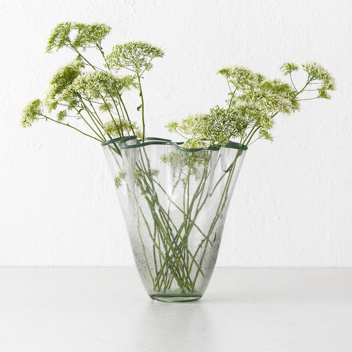 JARVIS GLASS VASE  |  MEDIUM  |  GREY + GREEN GLASS