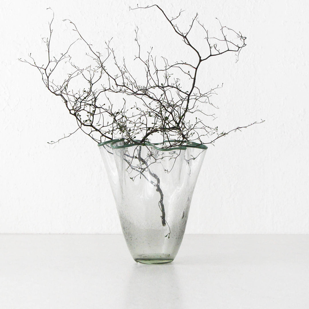 JARVIS GLASS VASE  |  MEDIUM  |  GREY + GREEN GLASS