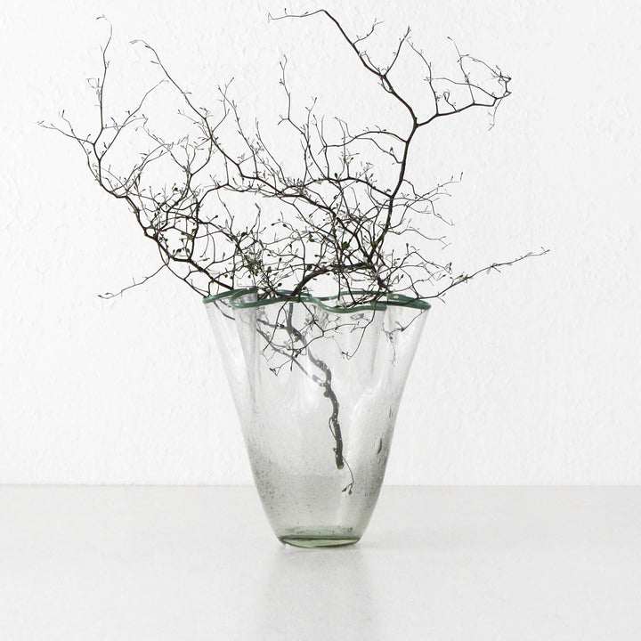 JARVIS GLASS VASE  |  MEDIUM  |  GREY + GREEN GLASS