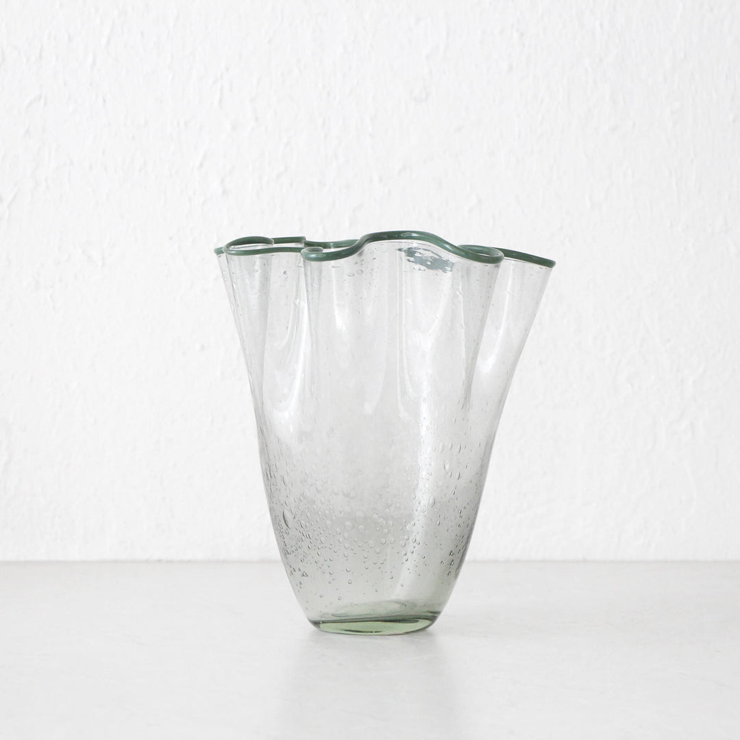 JARVIS GLASS VASE  |  MEDIUM  |  GREY + GREEN GLASS