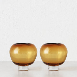 LIVING BY DESIGN EXCLUSIVE  |  KARLA HAND BLOWN GLASS VASE BUNDLE X2  |  LARGE  |  AMBER GLASS