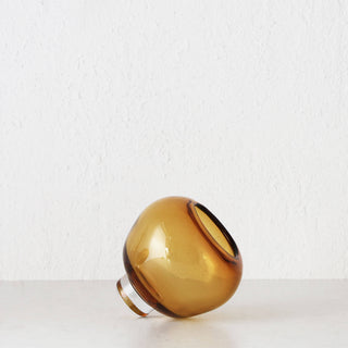 LIVING BY DESIGN EXCLUSIVE  |  KARLA HAND BLOWN GLASS VASE  |  LARGE  |  AMBER GLASS