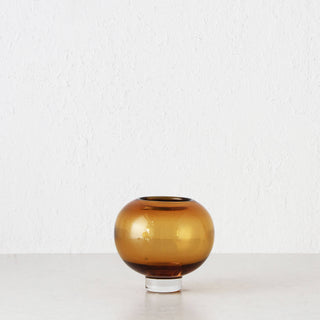 LIVING BY DESIGN EXCLUSIVE  |  KARLA HAND BLOWN GLASS VASE  |  MEDIUM  |  AMBER GLASS