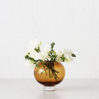 LIVING BY DESIGN EXCLUSIVE  |  KARLA HAND BLOWN GLASS VASE  |  MEDIUM  |  AMBER GLASS