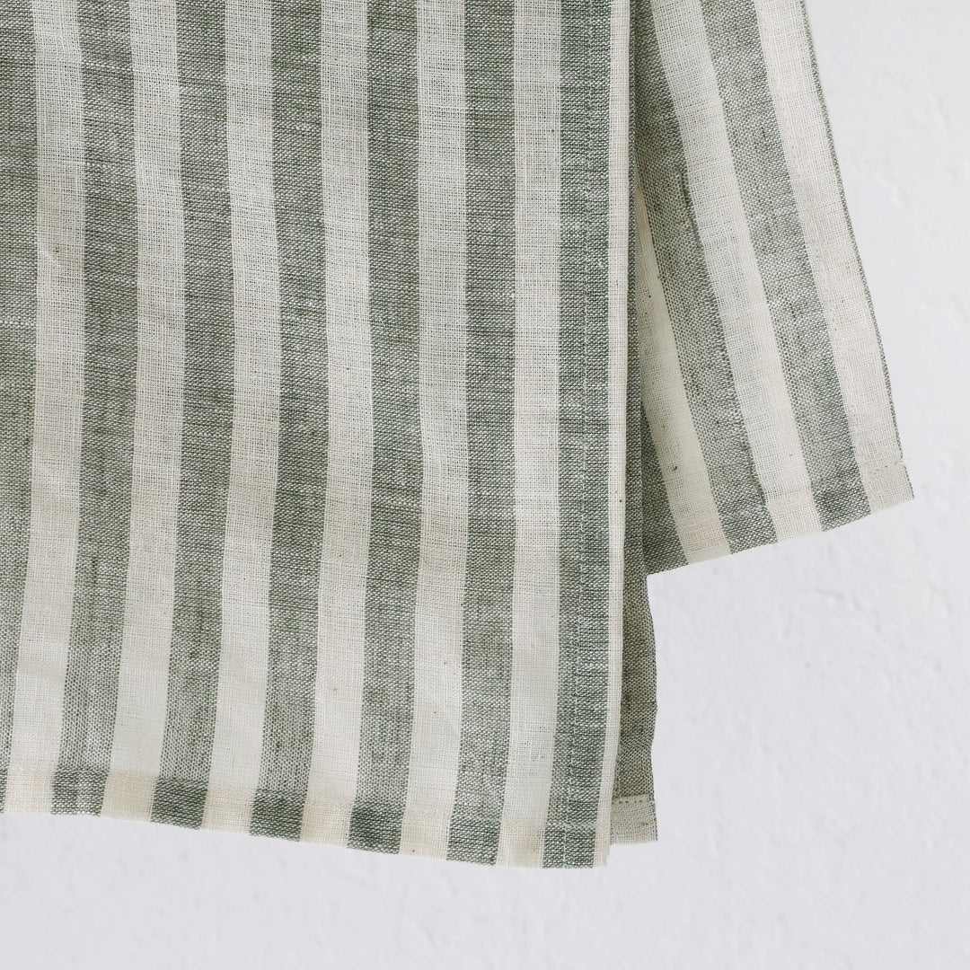 FRONTERA AWNING STRIPE KITCHEN TEA TOWEL BUNDLE X2  |   50X70CM  |  ARMADA GREEN