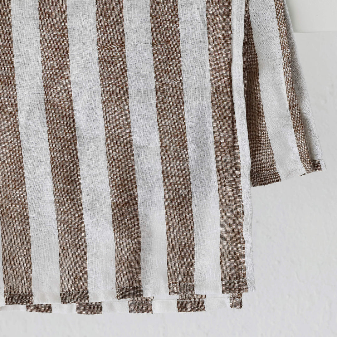 FRONTERA AWNING STRIPE KITCHEN TEA TOWEL BUNDLE X2 |   50X70CM  |  COCOA