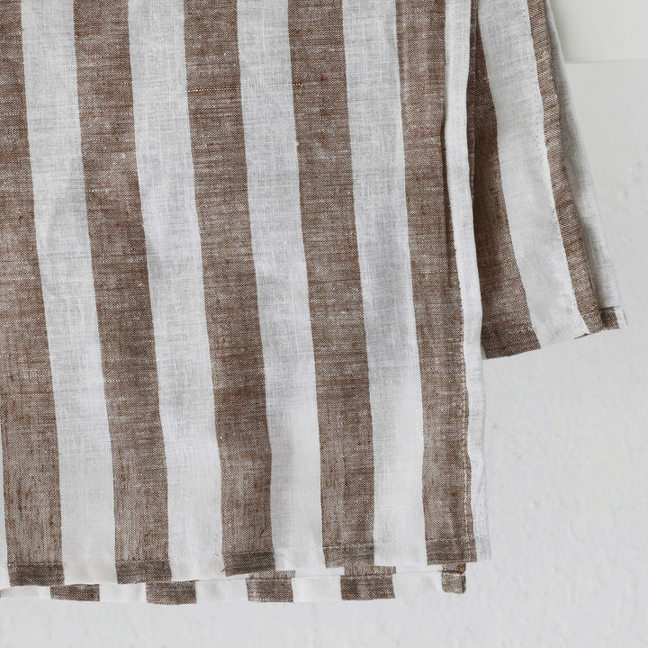 FRONTERA AWNING STRIPE KITCHEN TEA TOWEL BUNDLE X2 |   50X70CM  |  COCOA