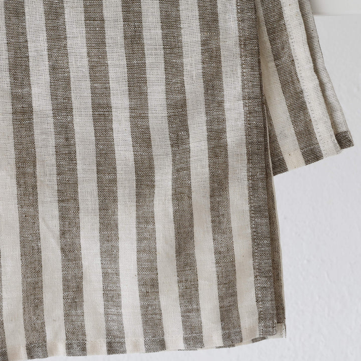 FRONTERA AWNING STRIPE KITCHEN TEA TOWEL BUNDLE X2  |   50X70CM  |  EBONY MOCHA