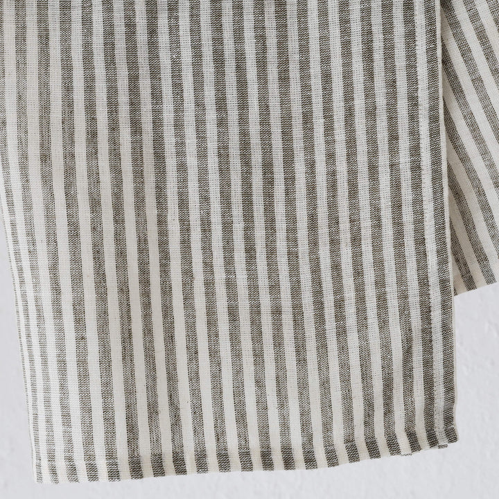 FRONTERA TICKING STRIPE KITCHEN TEA TOWEL BUNDLE X2 |   50X70CM  |  EBONY MOCHA