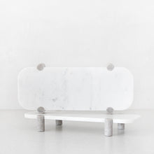 KITSON RECTANGLE FOOTED SERVING BOARD  |  BUNDLE X2  |  WHITE + BEIGE MARBLE