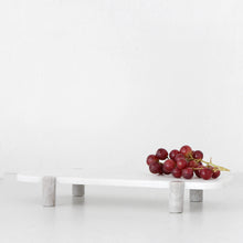 KITSON RECTANGLE FOOTED SERVING BOARD  |  WHITE + BEIGE MARBLE