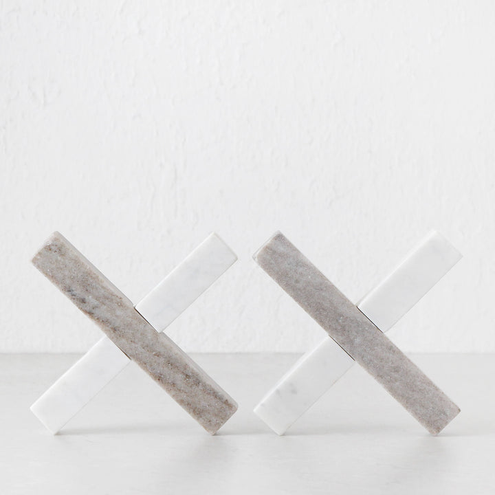 KITSON TRIVET BUNDLE X2 | WHITE + BEIGE MARBLE