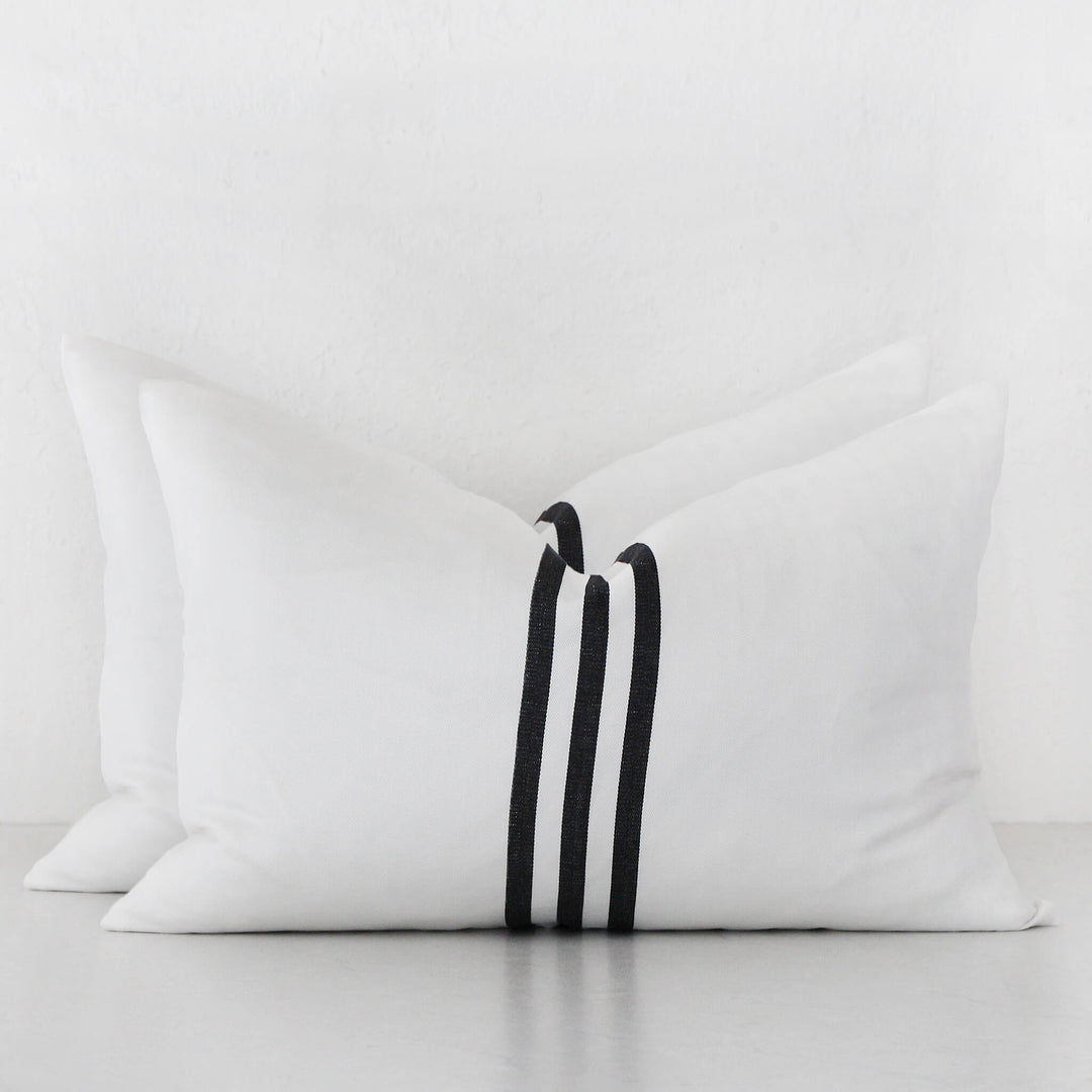 KUTA HERRINGBONE CUSHION BUNDLE  | 40X60CM  |  WHITE BASE + BLACK STRIPE