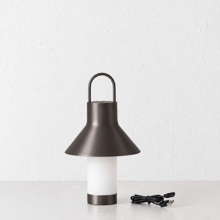 LA CONDETTE RECHARGEABLE INDOOR/OUTDOOR LED LANTERN  |  DARK BRASS