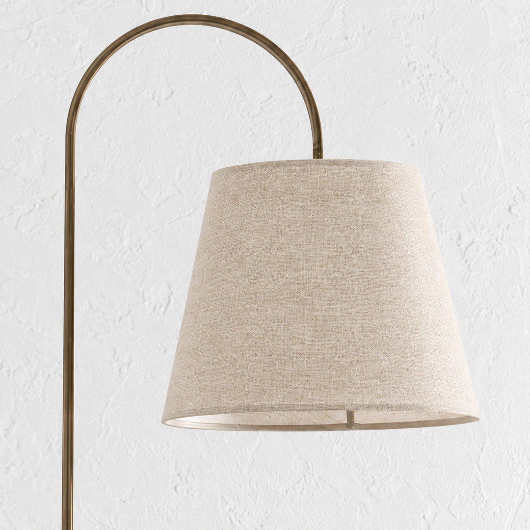 LACRES FLOOR LAMP  |  TRAVERTINE + LINEN SHADE