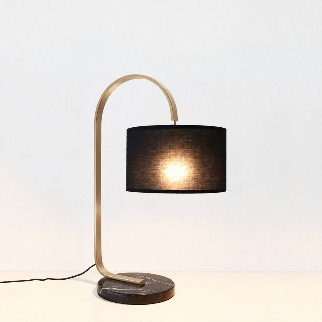 LACRES TABLE LAMP  |  BLACK MARBLE + BLACK SHADE