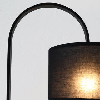 LACRES CURVED MATTE BLACK TABLE LAMP  | NOIR MARBLE  |  BLACK LINEN SHADE