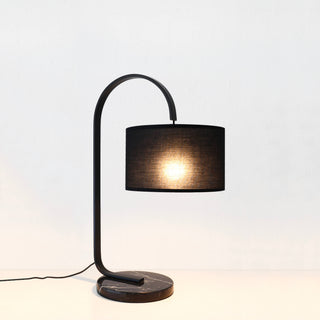 LACRES CURVED MATTE BLACK TABLE LAMP  | NOIR MARBLE  |  BLACK LINEN SHADE