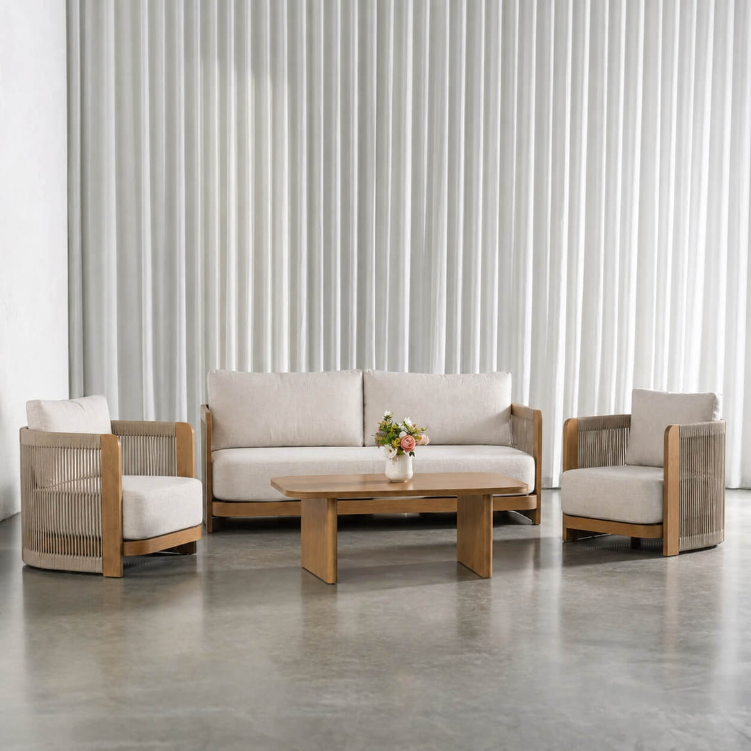 LAGO DI GARDA OUTDOOR 4 PIECE SETTING  |  BIRCH ASH ALUMINIUM FRAME