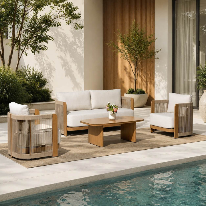LAGO DI GARDA OUTDOOR 4 PIECE SETTING  |  BIRCH ASH ALUMINIUM FRAME