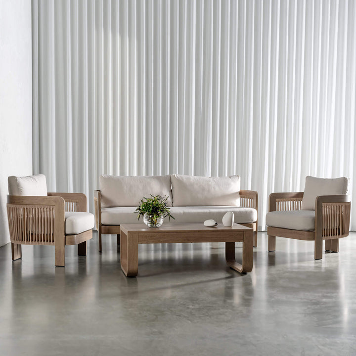 LAGO DI GARDA OUTDOOR 4 PIECE SETTING  |  BIRCH ASH ALUMINIUM FRAME