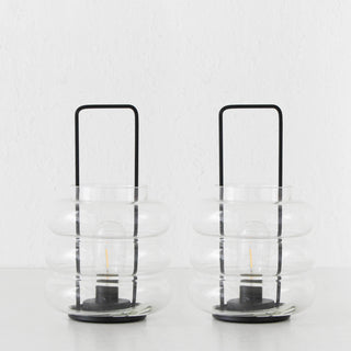 LAGUARDIA GLASS LED LANTERN BUNDLE X2  |  MATTE BLACK