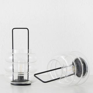 LAGUARDIA GLASS LED LANTERN BUNDLE X2  |  MATTE BLACK