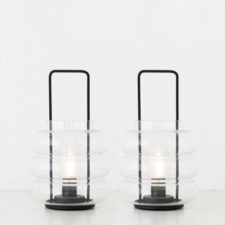 LAGUARDIA GLASS LED LANTERN BUNDLE X2  |  MATTE BLACK