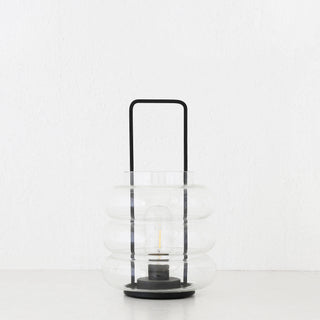LAGUARDIA GLASS LED LANTERN  |  MATTE BLACK