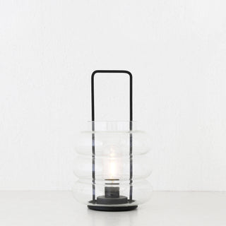 LAGUARDIA GLASS LED LANTERN  |  MATTE BLACK