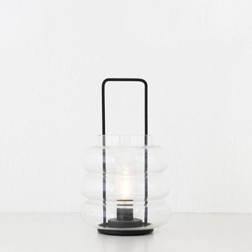 LAGUARDIA GLASS LED LANTERN  |  MATTE BLACK