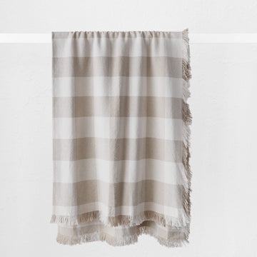 LA ROUVIERE CHECK LINEN THROW  |  170X130CM  |  NATURAL + OFF WHITE CHECK